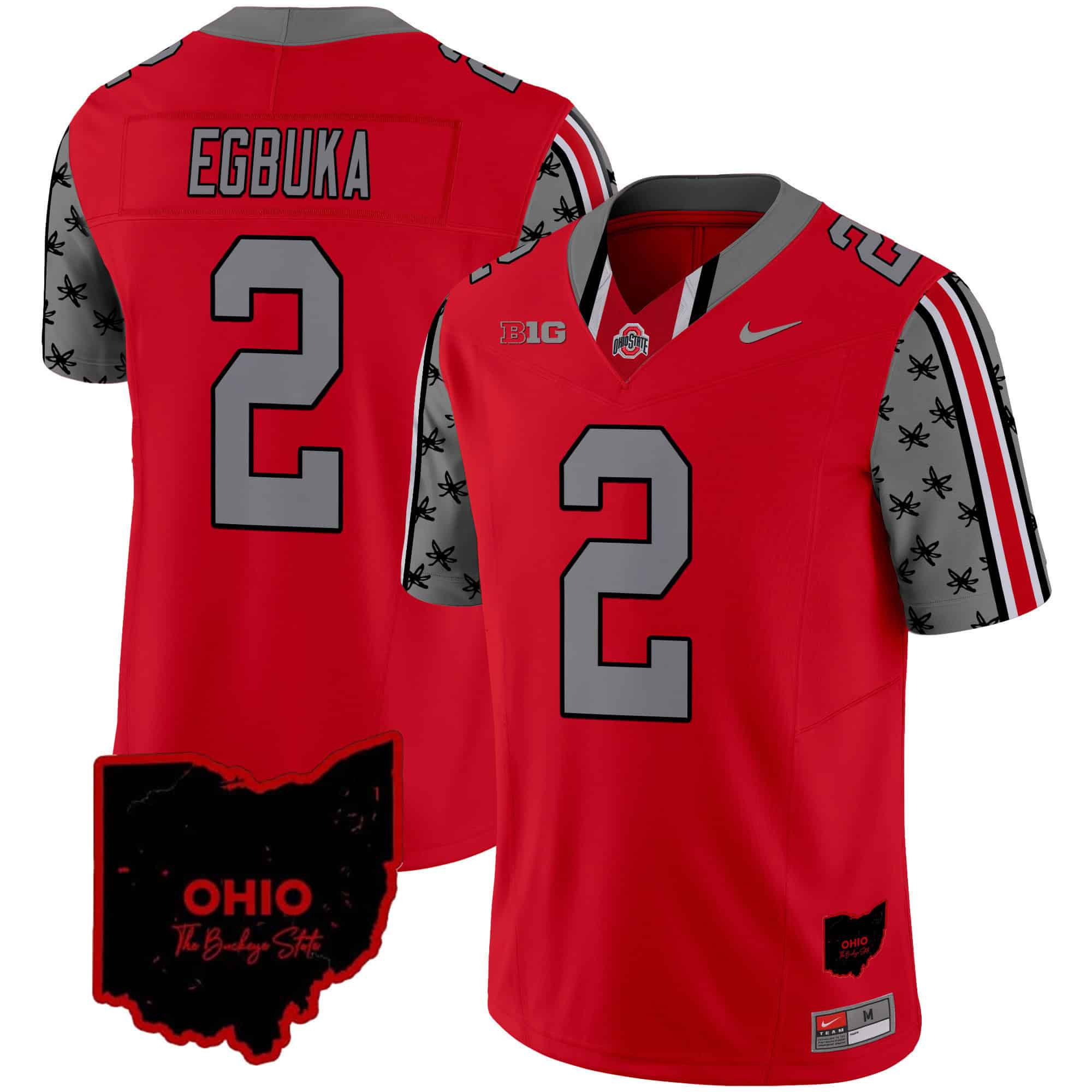 Men Ohio State Buckeyes #2 Egbuka Red 2024 Nike Home Patch Vapor Limited NCAA Jersey